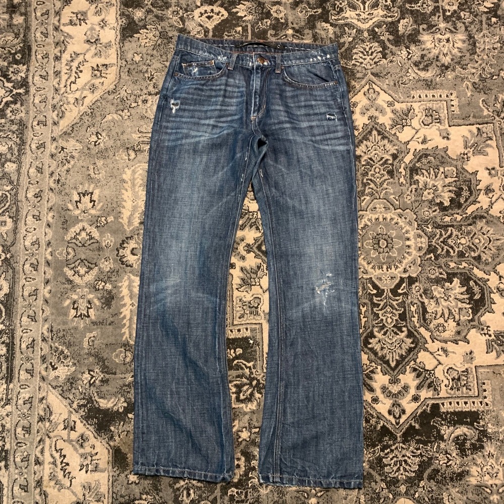 Joe's Jeans Rocker Fit Mens 32 Cowen Wash Blue Cotton Linen Distressed ETCW8217